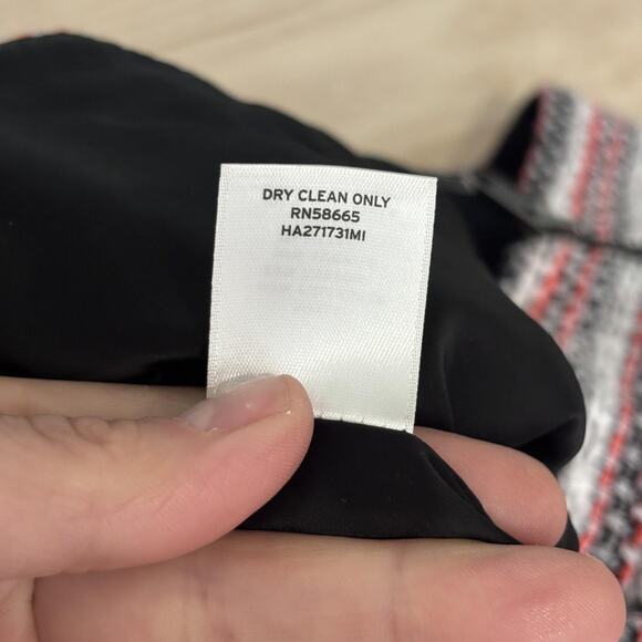 Halogen Tweed Mini‎ Skirt 8 Orange Textured Zipper Pockets Old Money Academia - Picture 12 of 13